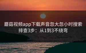 蘑菇视频app下载声音忽大忽小时搜索排查3步：从1到3不绕弯